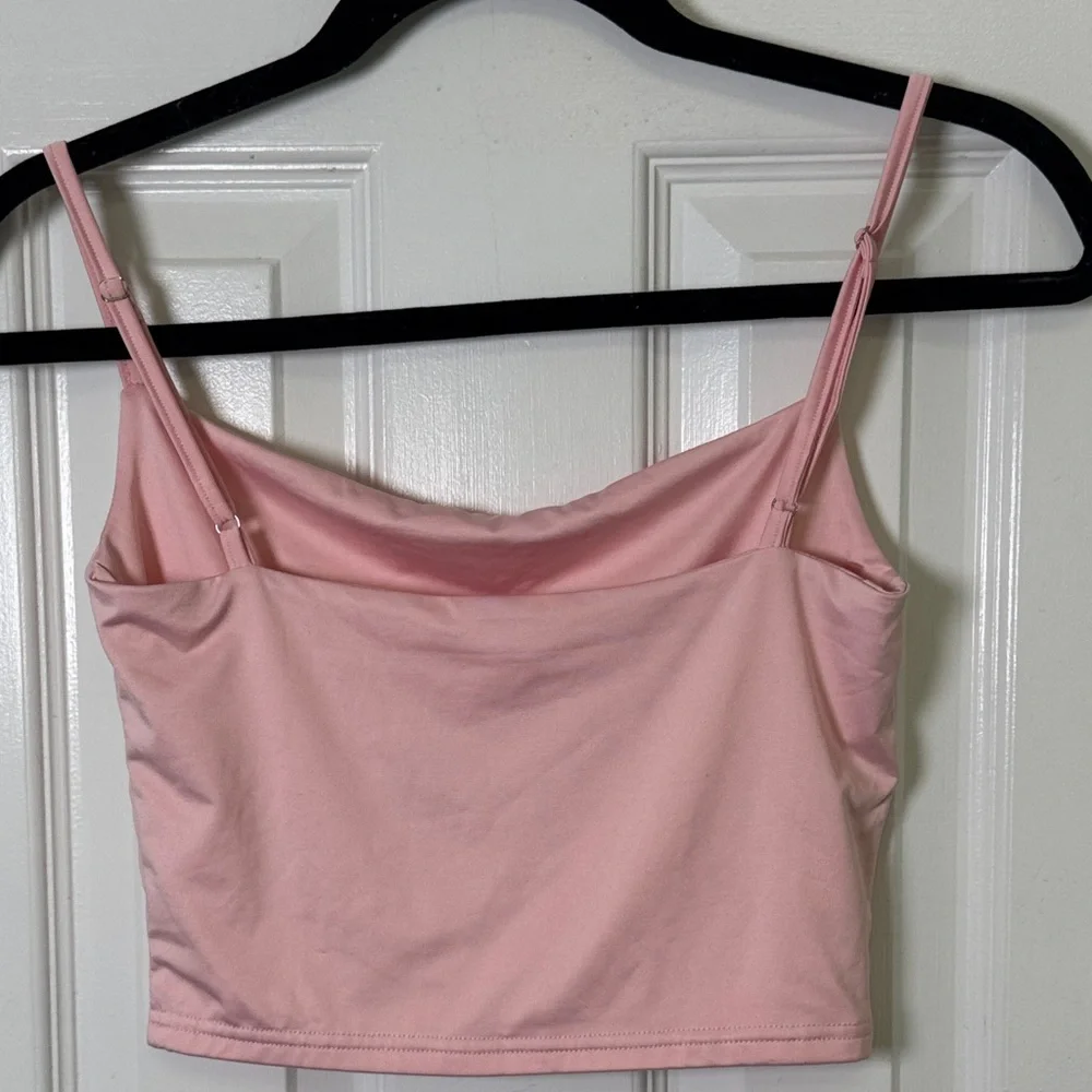 Soft Pink Double Layer Adjustable Strap Cami Tank Buttery Smooth Stretch S Y2K - Picture 6 of 6